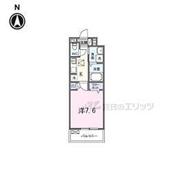 クレール蒼天 1Kの間取図画像