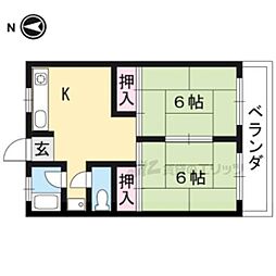 阪田ハイツ 2DKの間取図画像
