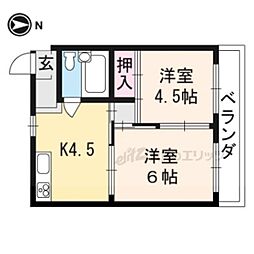 マンション花川 2Kの間取図画像
