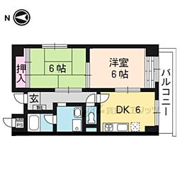 クレアンス佐伯 2DKの間取図画像