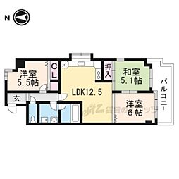 フロイデン北大路 3LDKの間取図画像
