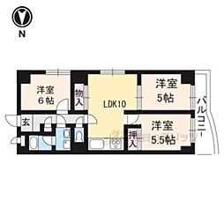 パラドール御所 3LDKの間取図画像