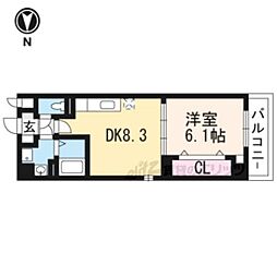 i・レジデンス上鳥羽 1DKの間取図画像