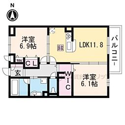 リーゾ北山 2LDKの間取図画像