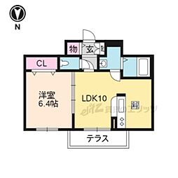 グリナージュ一乗寺A 1LDKの間取図画像