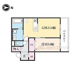 ForestMaison京都北山 WEST 1LDKの間取図画像