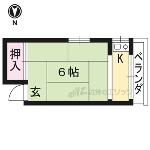 岡田アパート 8｜京都府京都市左京区吉田中大路町(賃貸アパート1K・3階・16.28㎡)の写真 その2