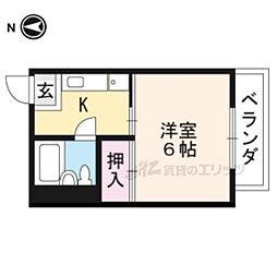 JR山陰本線 円町駅 徒歩22分の賃貸マンション 5階1Kの間取り
