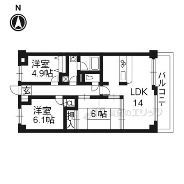 コスモ聖護院 ｜京都府京都市左京区聖護院山王町(賃貸マンション3LDK・3階・68.00㎡)の写真 その2