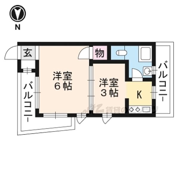 山科小堀マンション D-1｜京都府京都市山科区御陵上御廟野町(賃貸マンション2K・1階・22.50㎡)の写真 その2