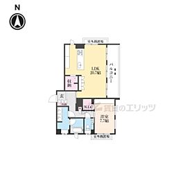 パ―チェ三条菊鉾町 3階1LDKの間取り