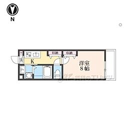 JR山陰本線 二条駅 徒歩7分の賃貸マンション 2階1Kの間取り