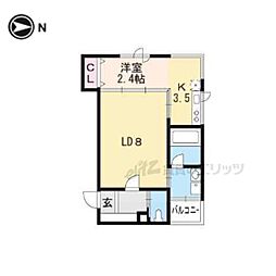 京阪本線 出町柳駅 バス8分 浄土寺下車 徒歩1分の賃貸マンション 2階1LDKの間取り