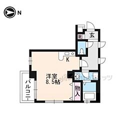 京都市営烏丸線 丸太町駅 徒歩18分の賃貸マンション 5階1Kの間取り