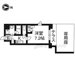 クリスタルグランツ京都御所北 1階1Kの間取り