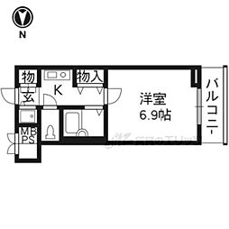京都市営烏丸線 五条駅 徒歩7分の賃貸マンション 3階1Kの間取り