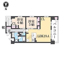 京阪本線 清水五条駅 徒歩2分の賃貸マンション 2階2LDKの間取り