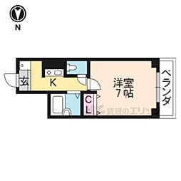 京福電気鉄道北野線 北野白梅町駅 バス5分 千本今出川下車 徒歩3分の賃貸マンション 3階1Kの間取り