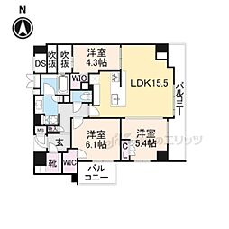 パラドール御所西グランデ 4階3LDKの間取り