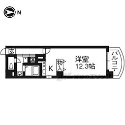 京都市営烏丸線 四条駅 徒歩6分の賃貸マンション 4階1Kの間取り