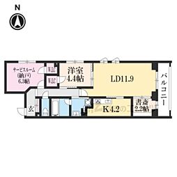 グランレブリー二条城東 3階2LDKの間取り