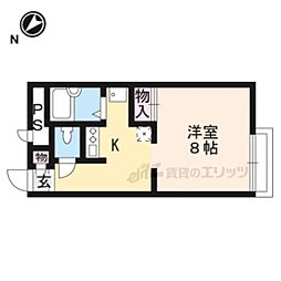 レオパレスＴＭＳ 2階1Kの間取り