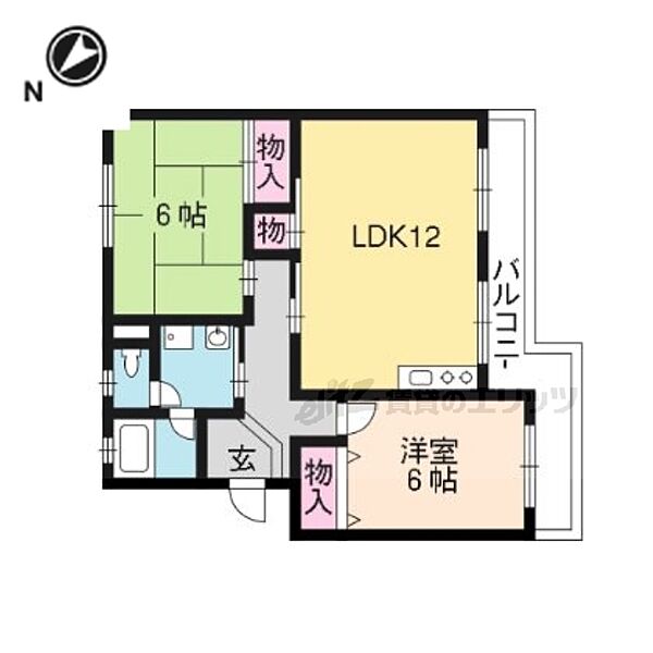 滋賀県栗東市下鈎(賃貸マンション2LDK・3階・60.06㎡)の写真 その2