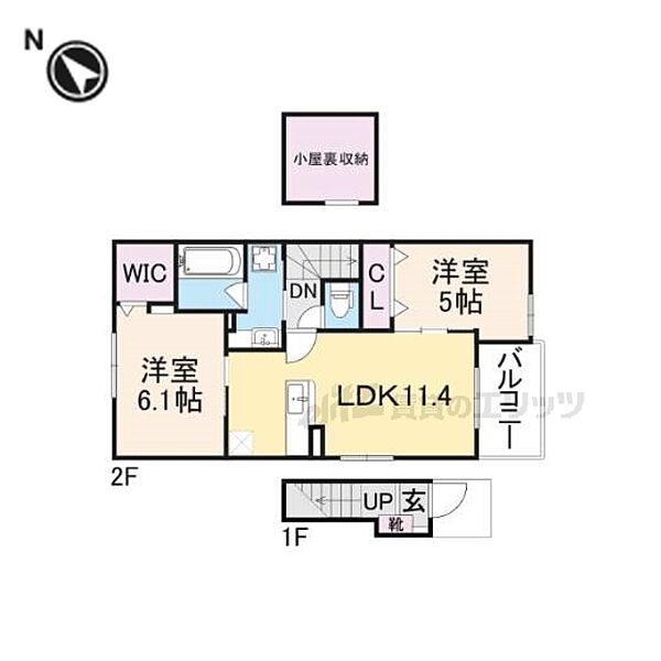 グラン・ヌーヴォー 204｜滋賀県彦根市西沼波町(賃貸アパート2LDK・2階・55.10㎡)の写真 その2