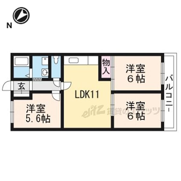 グランヴィアＳＪ 401｜滋賀県草津市東草津1丁目(賃貸アパート3LDK・4階・58.00㎡)の写真 その2