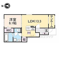 JR湖西線 安曇川駅 徒歩7分の賃貸アパート 1階1LDKの間取り