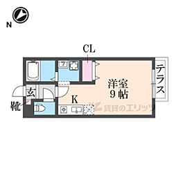 近江鉄道近江本線 水口城南駅 徒歩8分の賃貸アパート 1階1Kの間取り