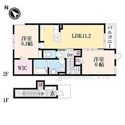 Ｙフォレスト八日市II 2階2LDKの間取り