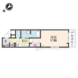 キューポスメゾン 2階1Kの間取り