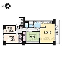 大津東スカイハイツ 4階3LDKの間取り