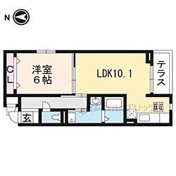 京阪石山坂本線 滋賀里駅 徒歩4分の賃貸アパート 1階1LDKの間取り