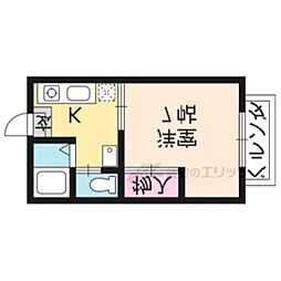 ポエム6 1Kの間取図画像