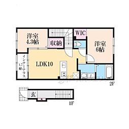 (仮)草津市川原2丁目アパート 2LDKの間取図画像