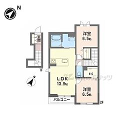 川崎ハイツ 2LDKの間取図画像