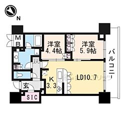 アトラスタワー草津 2LDKの間取図画像