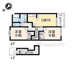グリーンガーデンB棟 2LDKの間取図画像