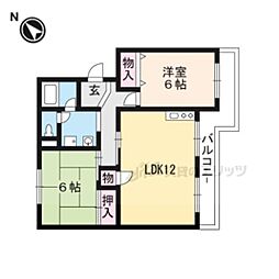 湖城ケ丘ハイツ5号館 2LDKの間取図画像