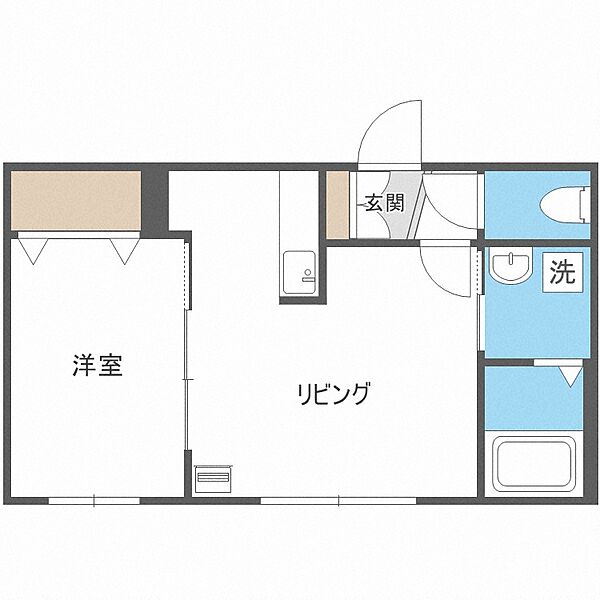 キューブ美園6・8 ｜北海道札幌市豊平区美園六条8丁目(賃貸マンション1LDK・2階・30.40㎡)の写真 その2