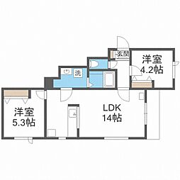 4Ｌｅａｆ−山鼻Ｓ20 3階2LDKの間取り