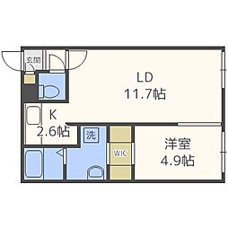 Land平岸 1LDKの間取図画像