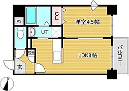 シュクル医大南 1LDKの間取図画像