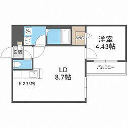 プリヴェール宮の森 1LDKの間取図画像