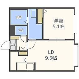 平岸アペリオ 1LDKの間取図画像