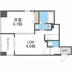 円山シャトー桂和大通館 1LDKの間取図画像