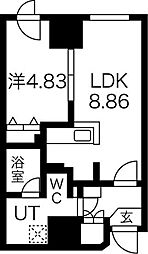 ルラシオン札幌駅前 1LDKの間取図画像