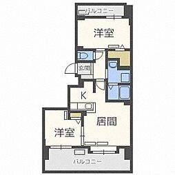 ドミ山鼻八条 2LDKの間取図画像